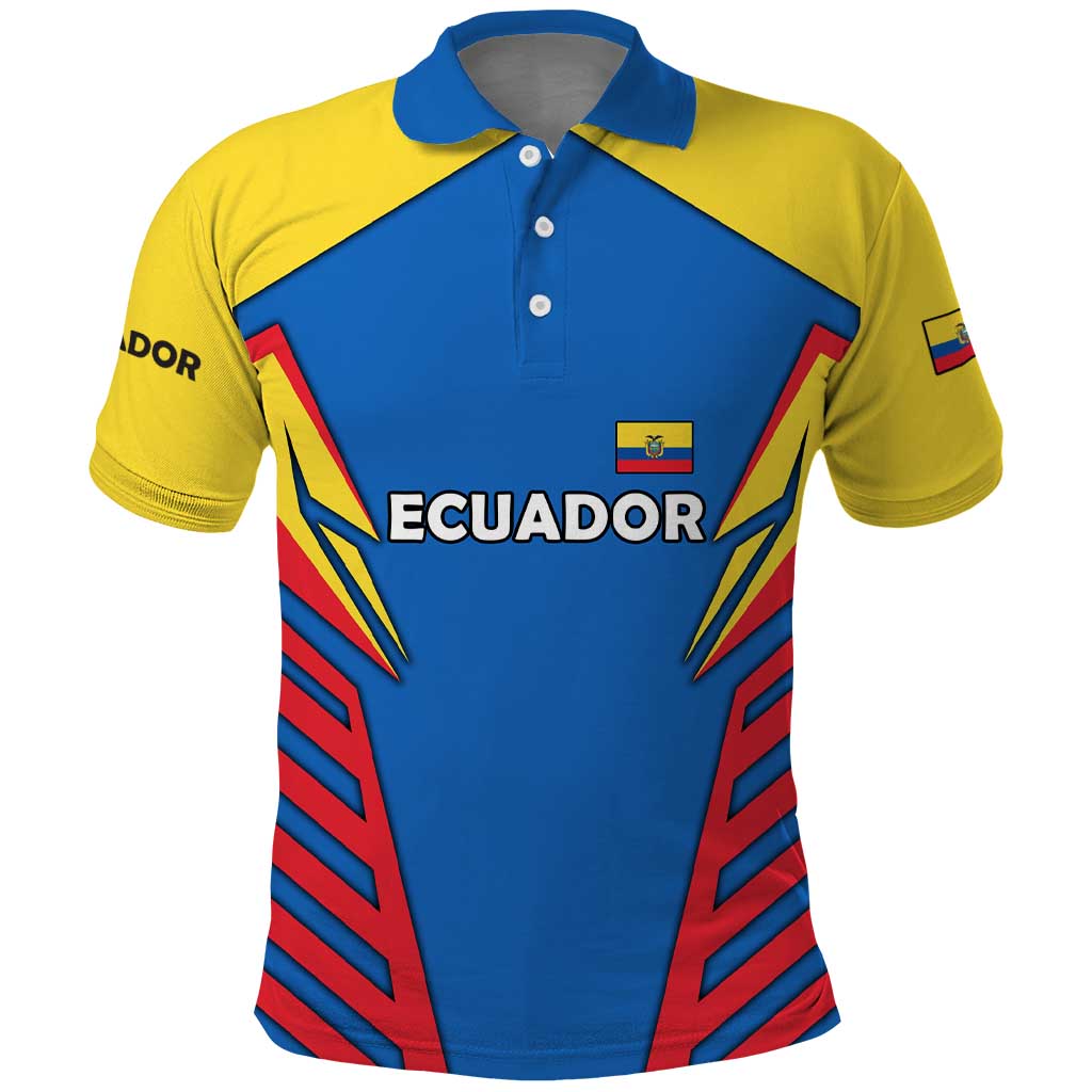 Ecuador Polo Shirt with Coat of Arms and Bold Stripe Design TS04