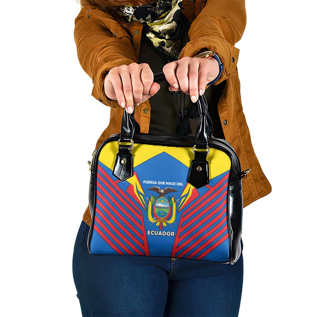 Ecuador Shoulder Handbag with Coat of Arms and Bold Stripe Design TS04