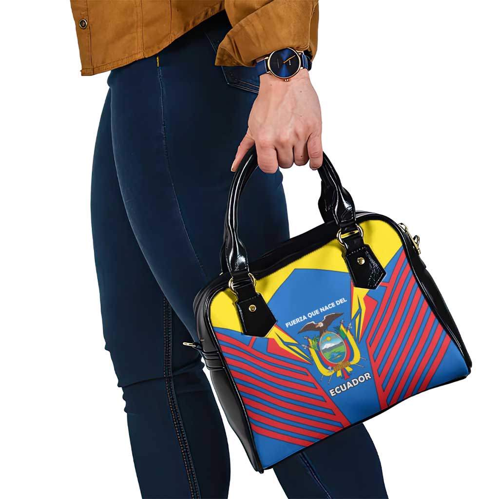 Ecuador Shoulder Handbag with Coat of Arms and Bold Stripe Design TS04