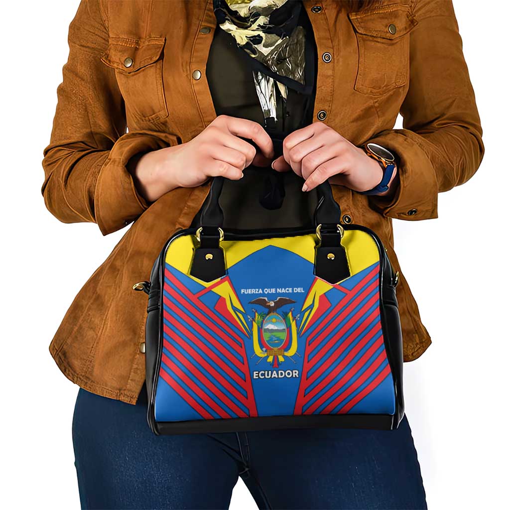 Ecuador Shoulder Handbag with Coat of Arms and Bold Stripe Design TS04