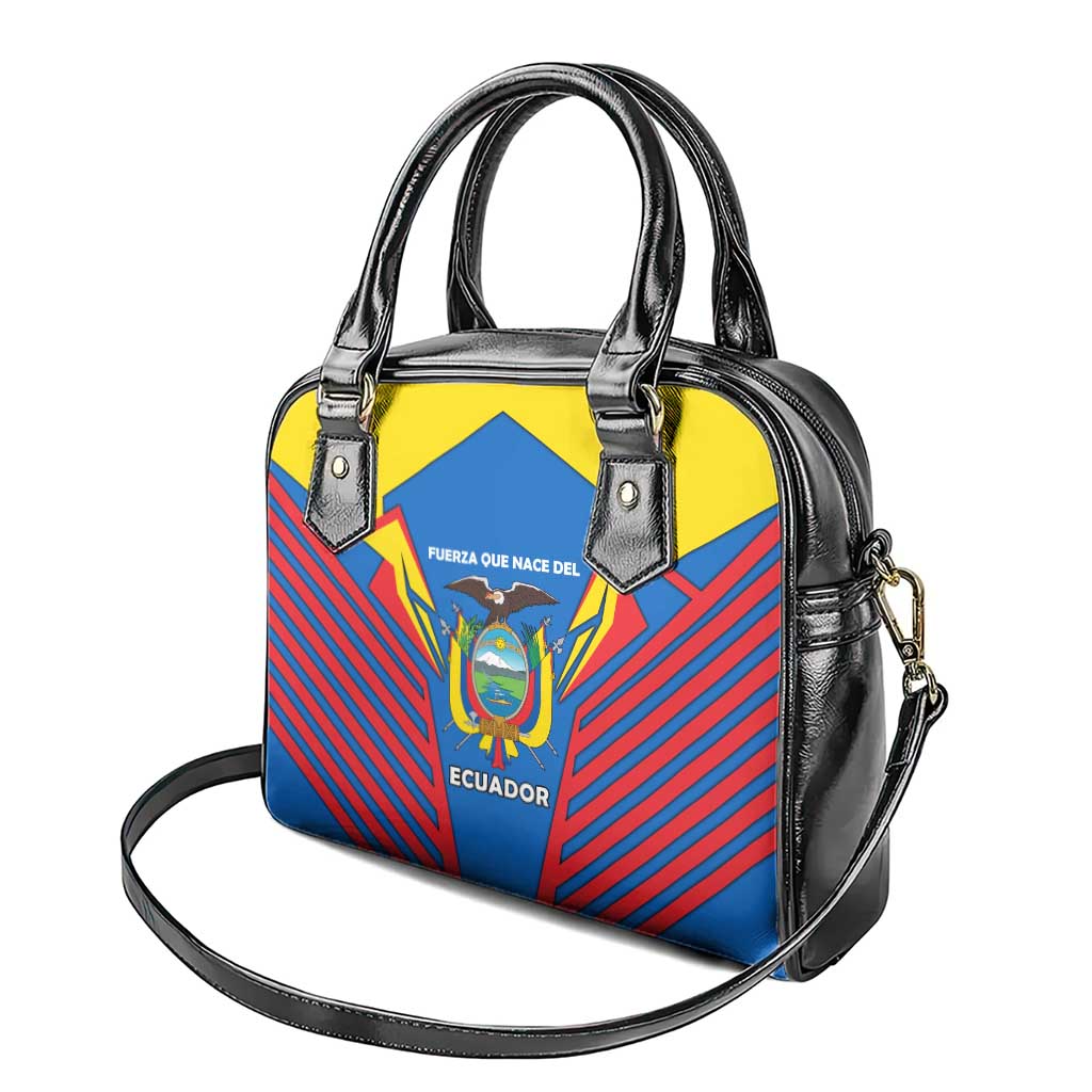 Ecuador Shoulder Handbag with Coat of Arms and Bold Stripe Design TS04