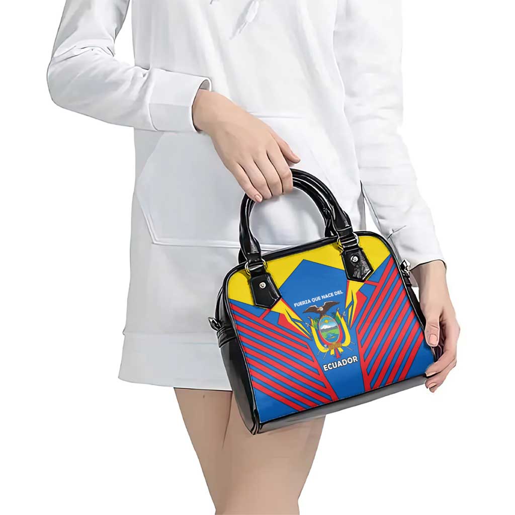 Ecuador Shoulder Handbag with Coat of Arms and Bold Stripe Design TS04