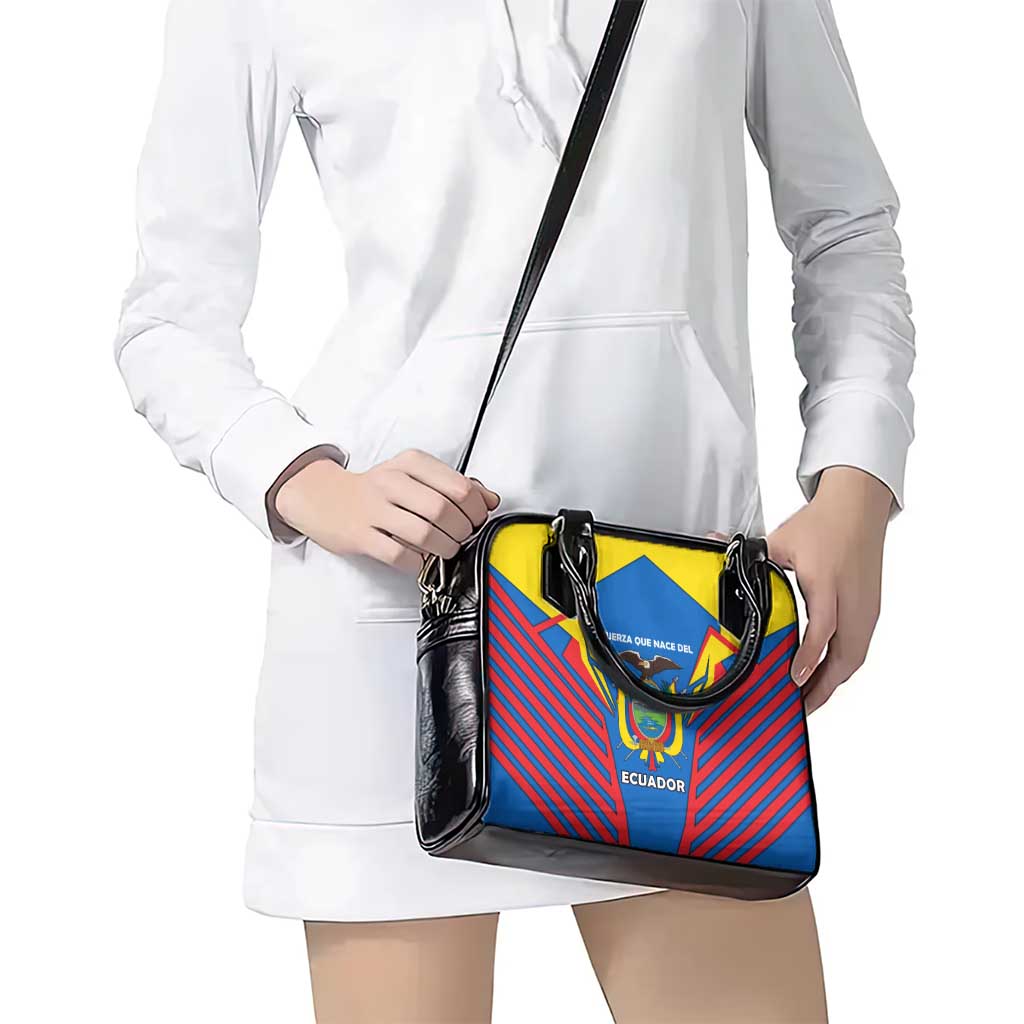 Ecuador Shoulder Handbag with Coat of Arms and Bold Stripe Design TS04
