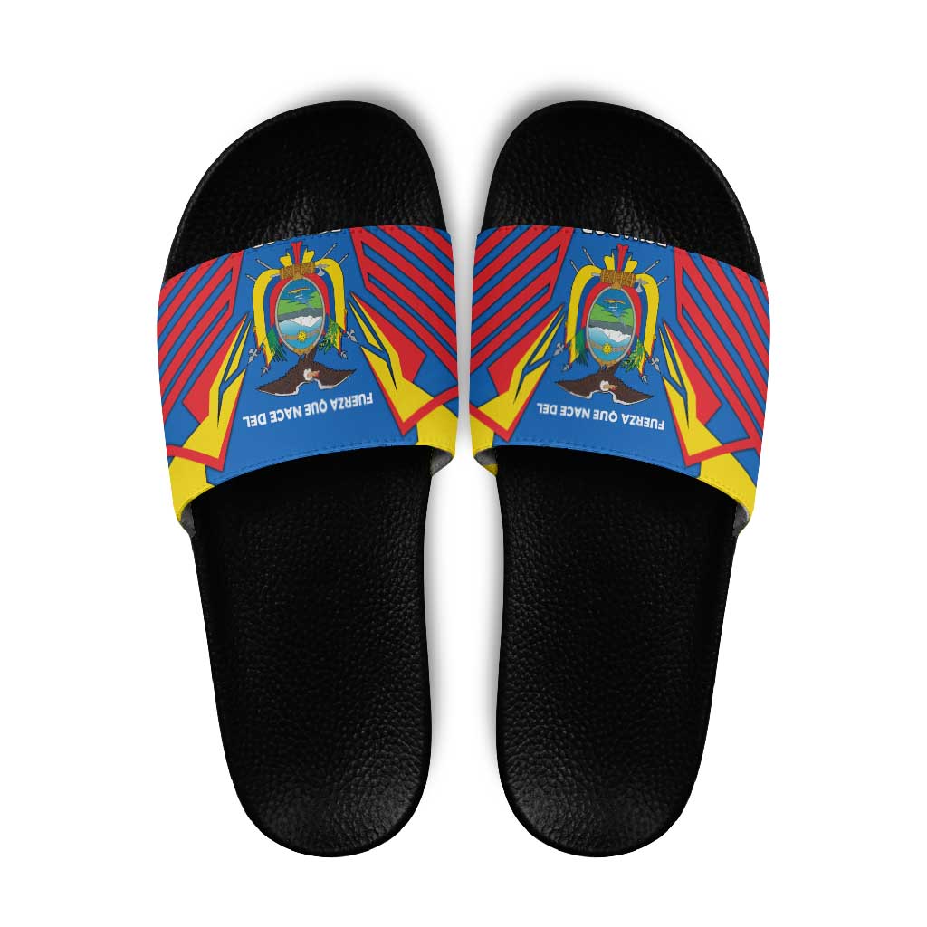Ecuador Slide Sandals with Coat of Arms and Bold Stripe Design TS04