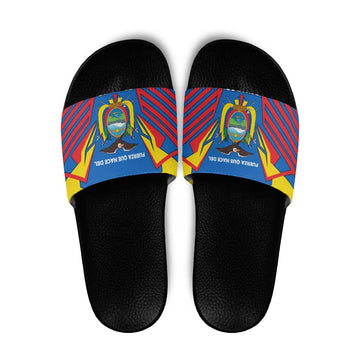 Ecuador Slide Sandals with Coat of Arms and Bold Stripe Design TS04
