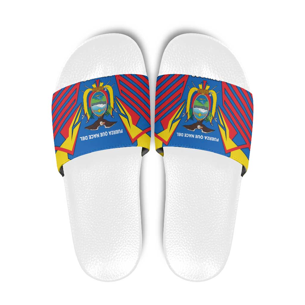 Ecuador Slide Sandals with Coat of Arms and Bold Stripe Design TS04