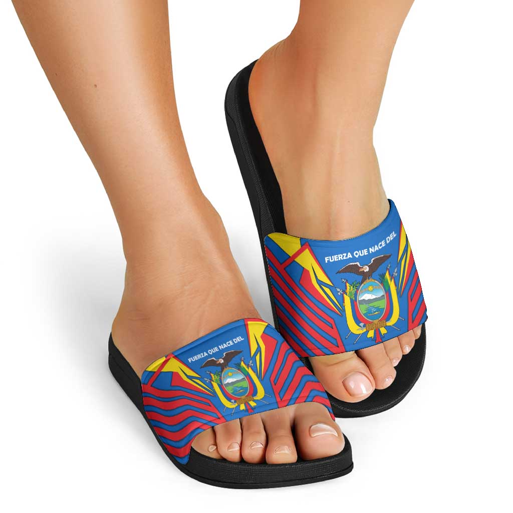 Ecuador Slide Sandals with Coat of Arms and Bold Stripe Design TS04
