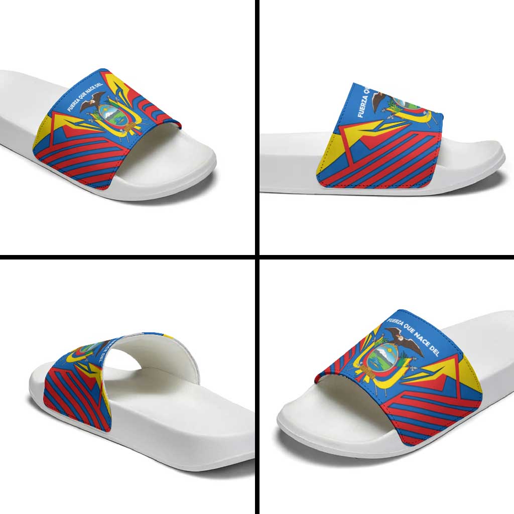 Ecuador Slide Sandals with Coat of Arms and Bold Stripe Design TS04