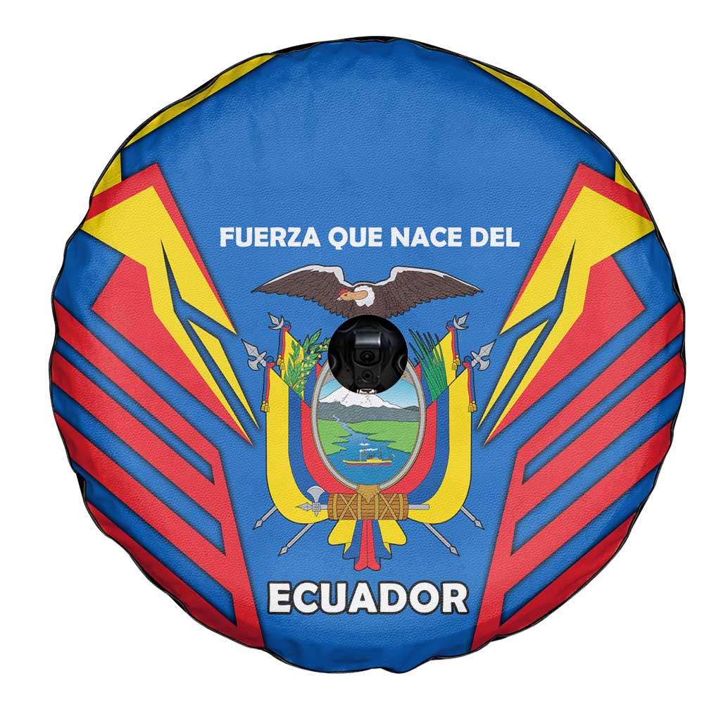 Ecuador Spare Tire Cover with Coat of Arms and Bold Stripe Design TS04