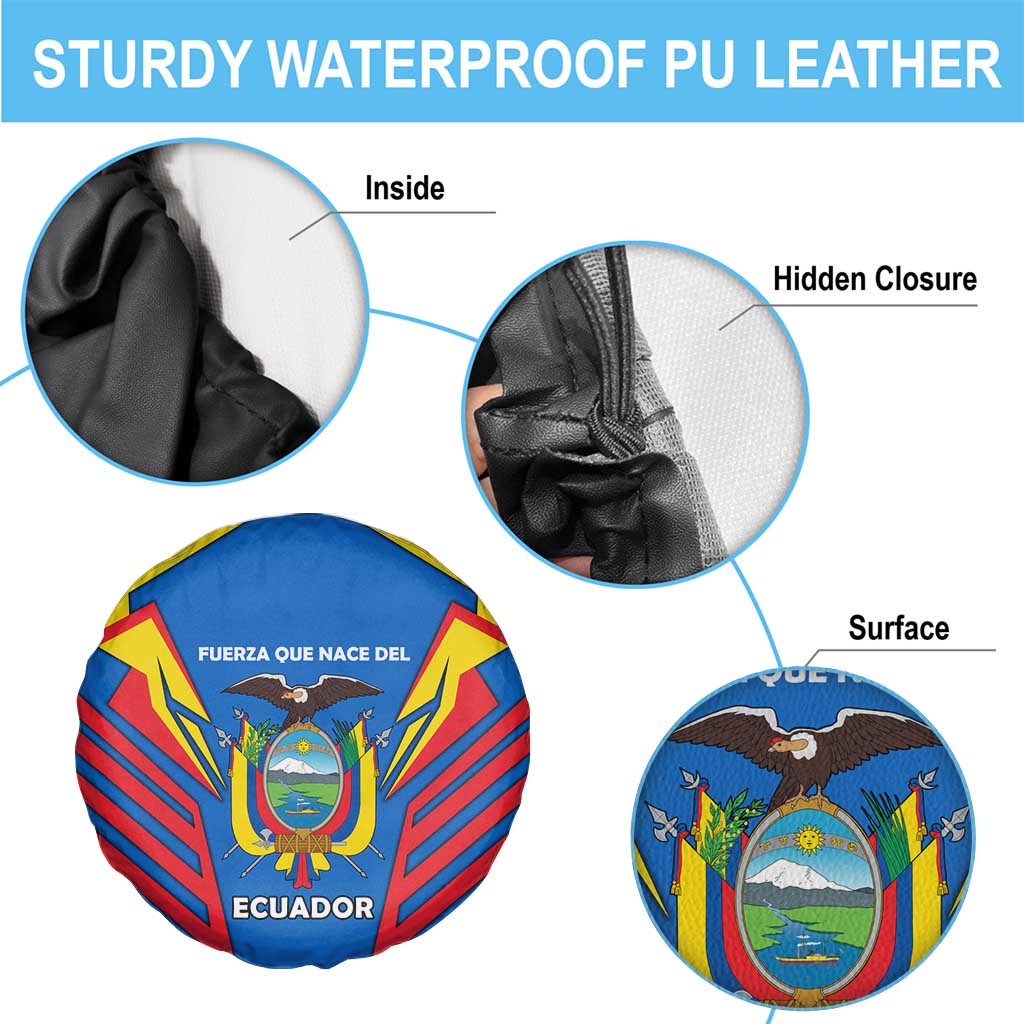 Ecuador Spare Tire Cover with Coat of Arms and Bold Stripe Design TS04