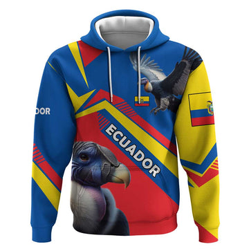 Ecuador Hoodie with Andean Condor and Chevron Stripe Design TS04