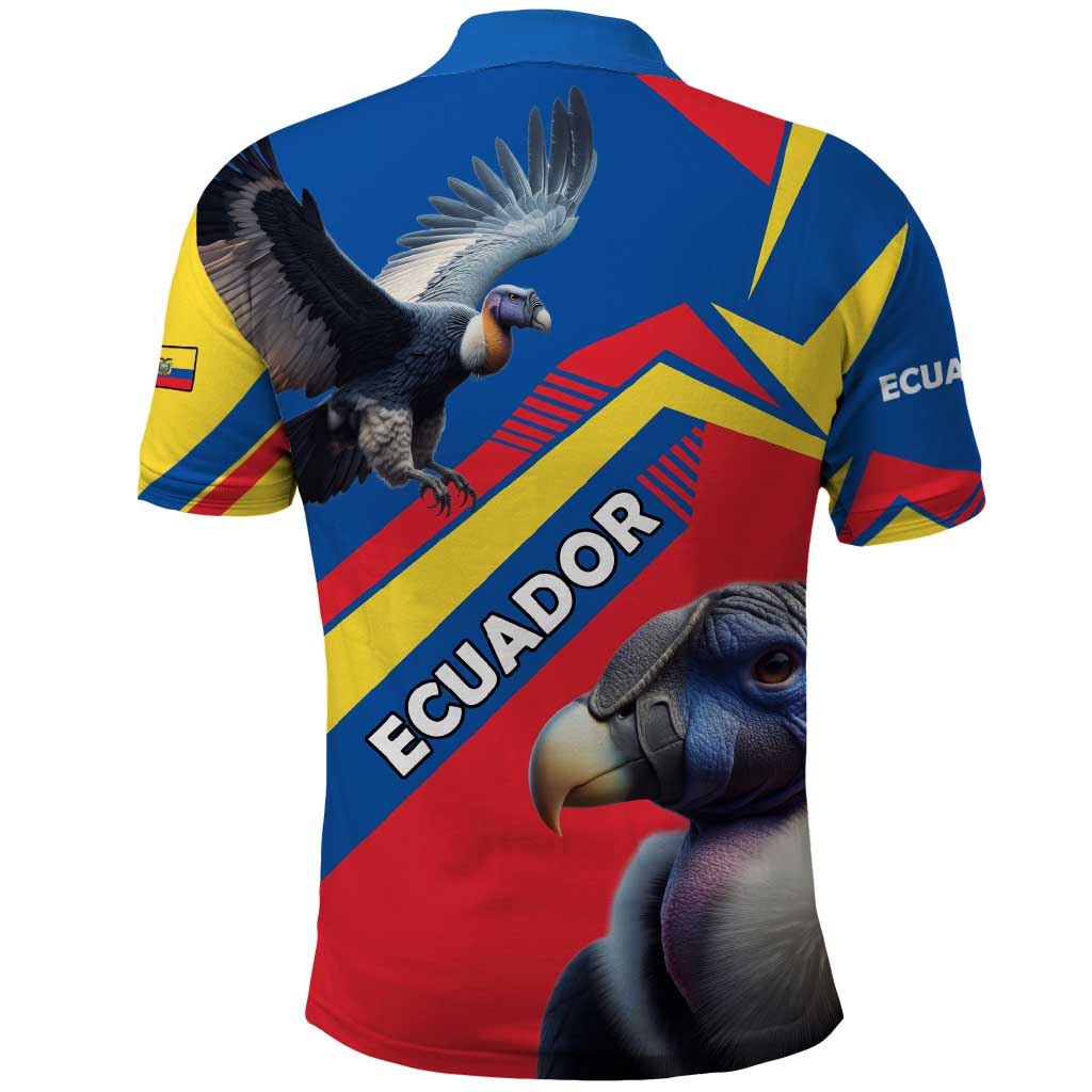 Ecuador Polo Shirt with Andean Condor and Chevron Stripe Design TS04