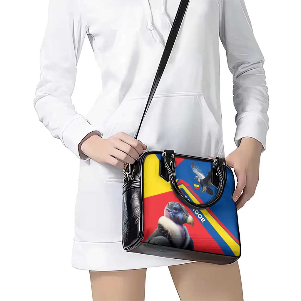 Ecuador Shoulder Handbag with Andean Condor and Chevron Stripe Design TS04
