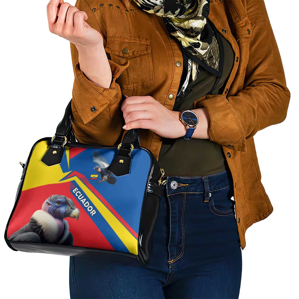 Ecuador Shoulder Handbag with Andean Condor and Chevron Stripe Design TS04