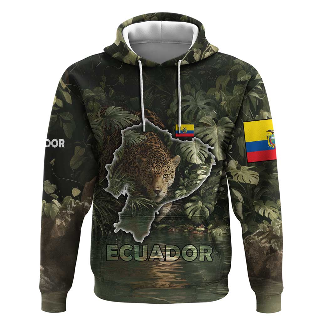 Ecuador Hoodie with Jaguar Rainforest Map Design TS04
