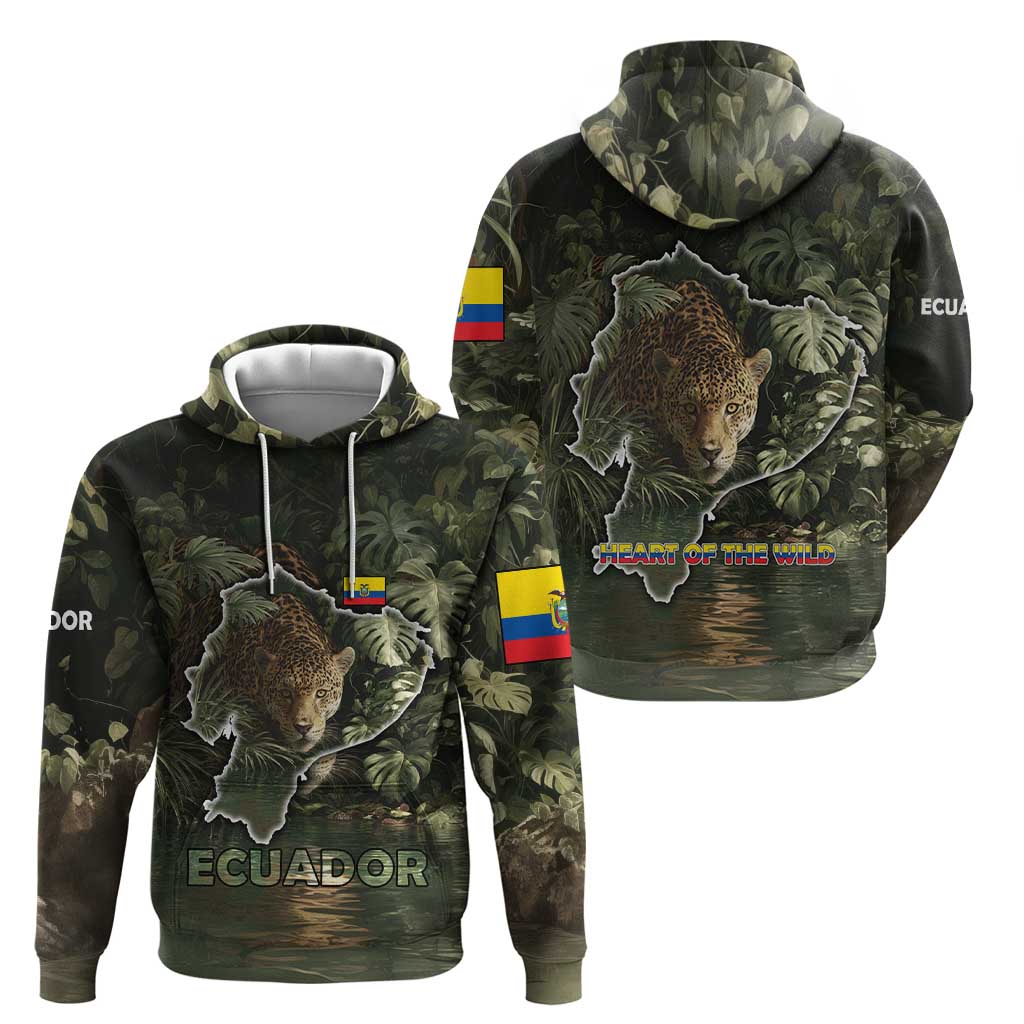 Ecuador Hoodie with Jaguar Rainforest Map Design TS04