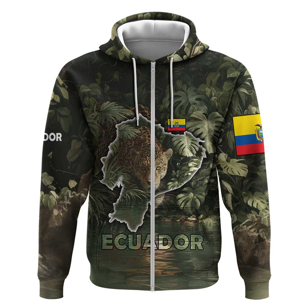 Ecuador Hoodie with Jaguar Rainforest Map Design TS04