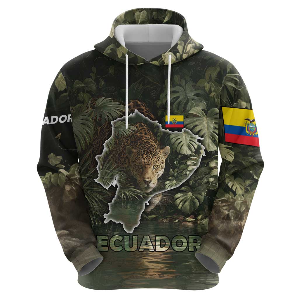 Ecuador Hoodie with Jaguar Rainforest Map Design TS04