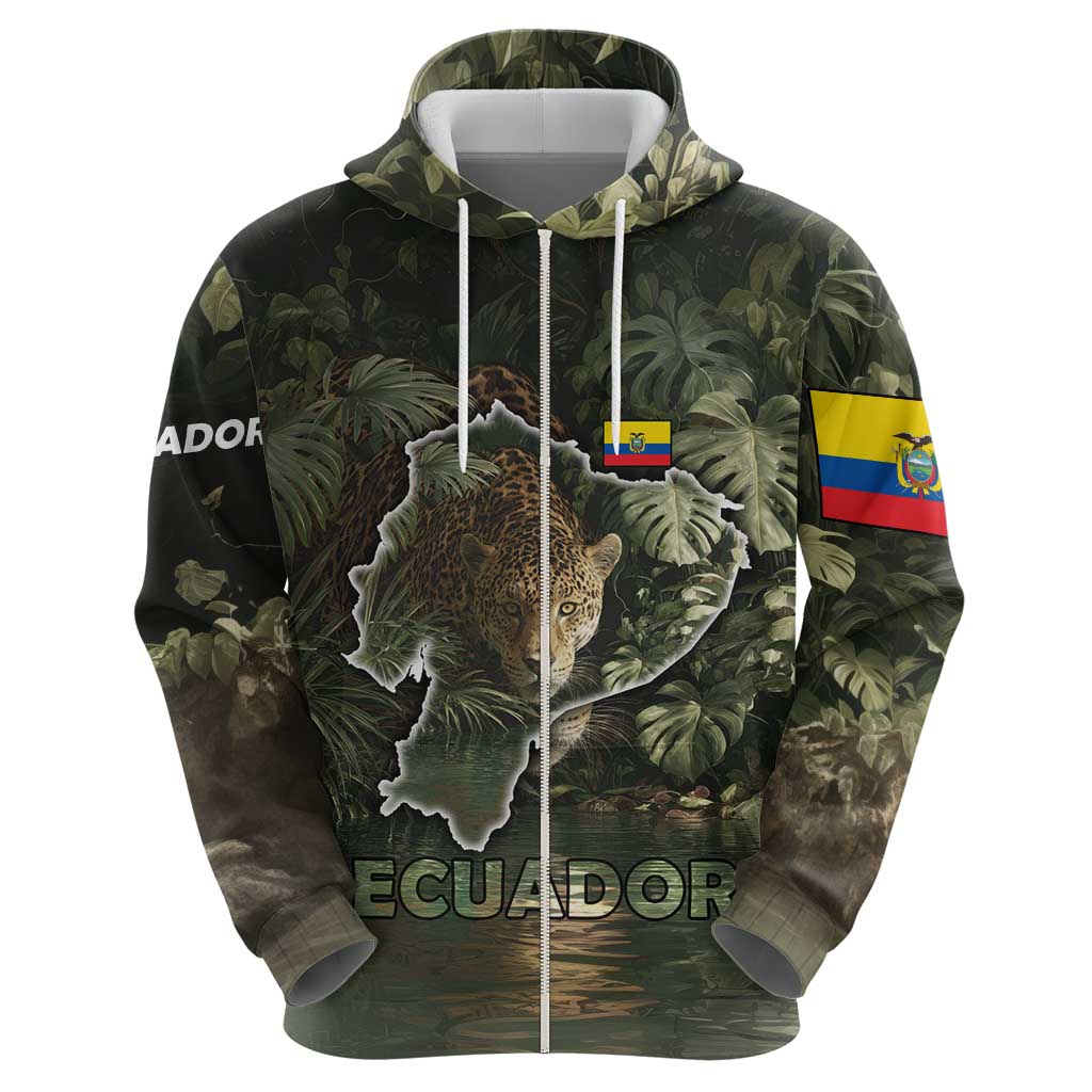 Ecuador Hoodie with Jaguar Rainforest Map Design TS04