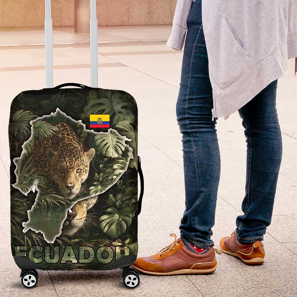 Ecuador Luggage Cover with Jaguar Rainforest Map Design TS04