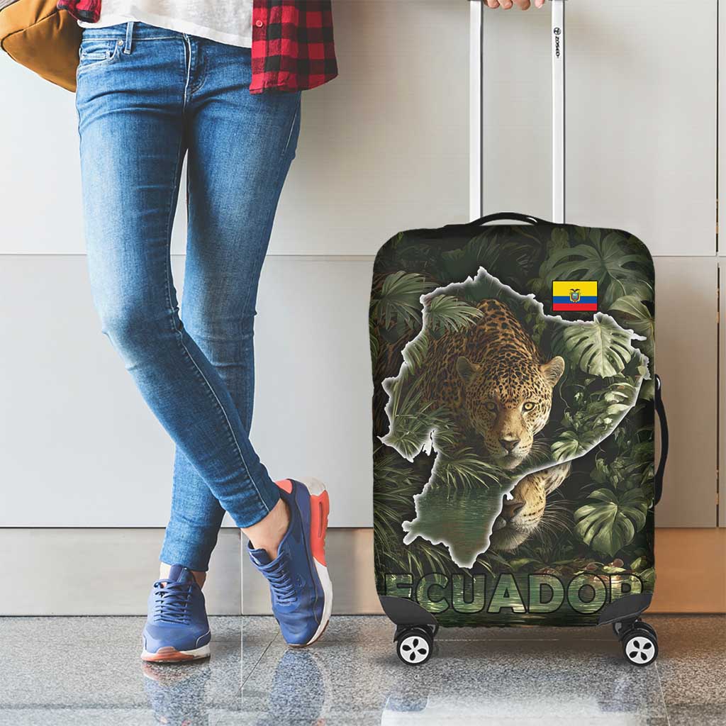Ecuador Luggage Cover with Jaguar Rainforest Map Design TS04