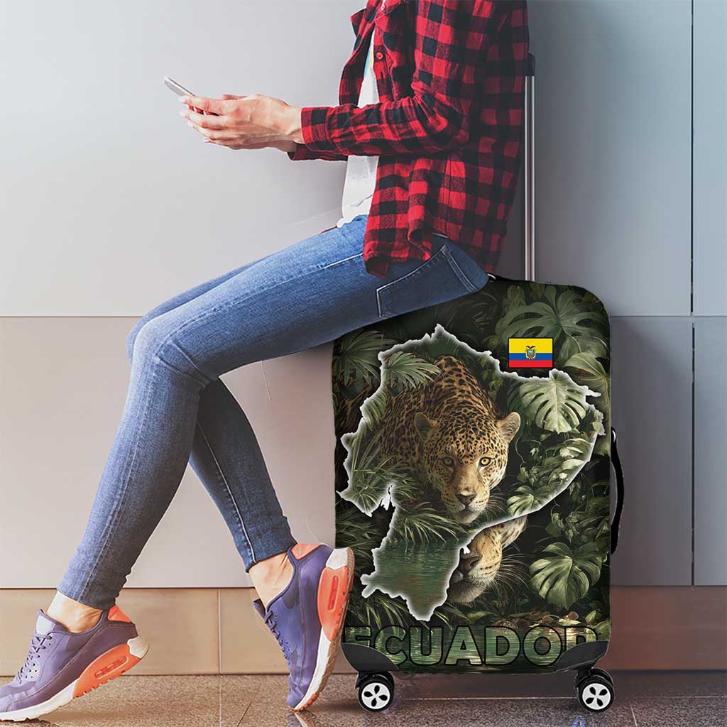 Ecuador Luggage Cover with Jaguar Rainforest Map Design TS04
