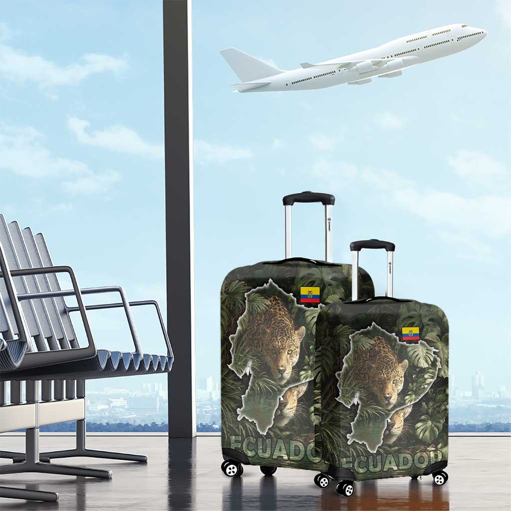 Ecuador Luggage Cover with Jaguar Rainforest Map Design TS04