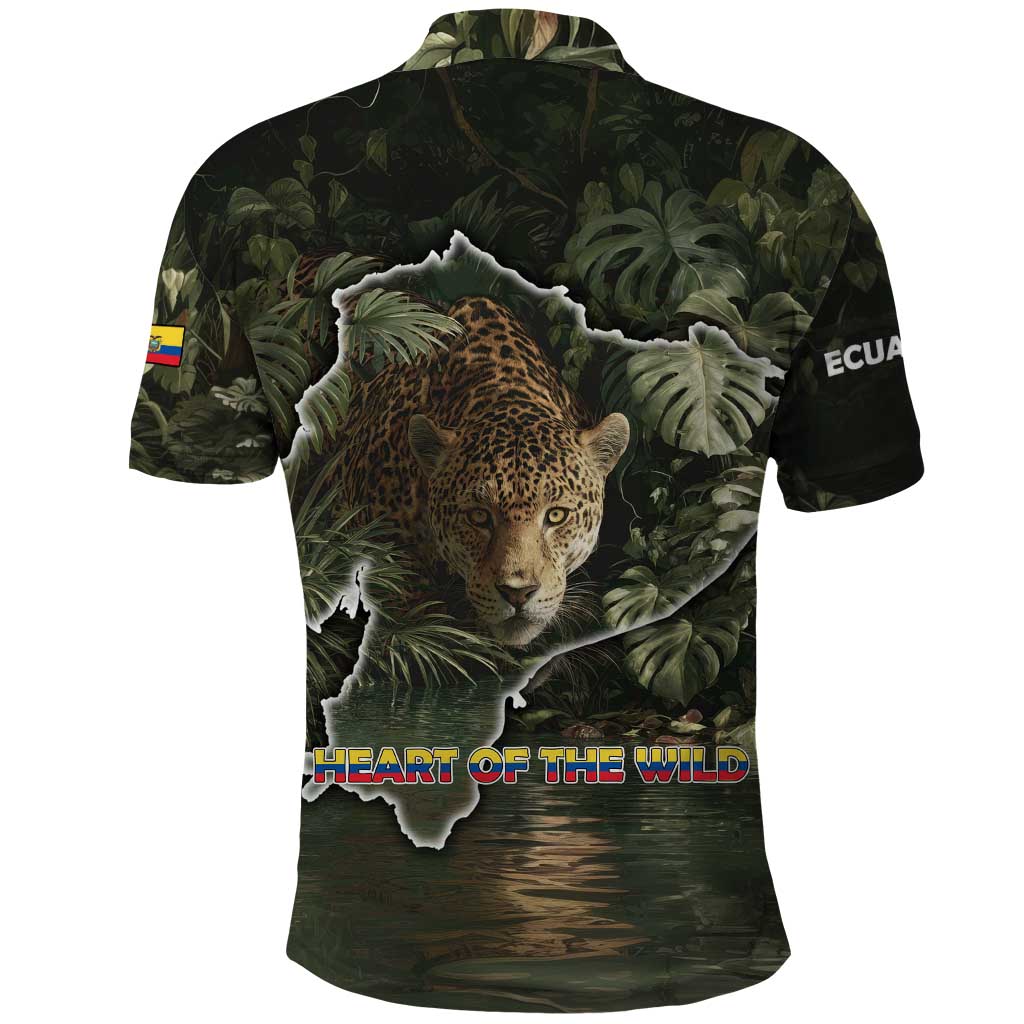 Ecuador Polo Shirt with Jaguar Rainforest Map Design TS04