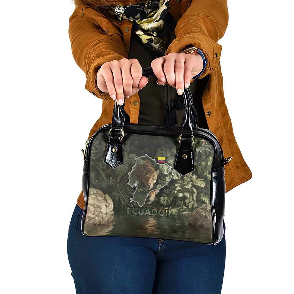 Ecuador Shoulder Handbag with Jaguar Rainforest Map Design TS04