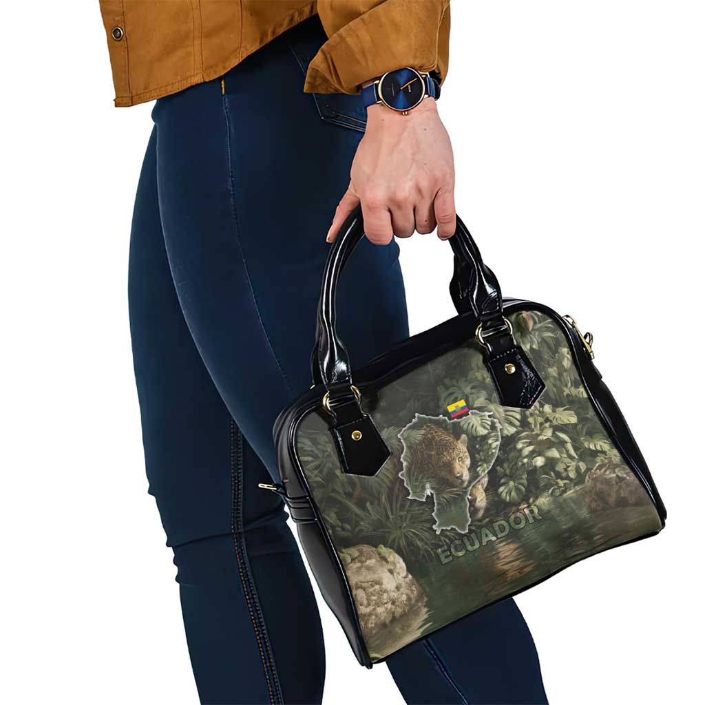 Ecuador Shoulder Handbag with Jaguar Rainforest Map Design TS04