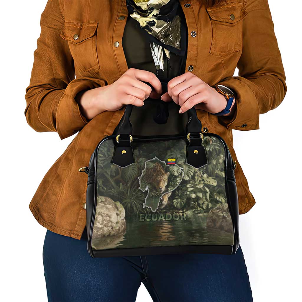 Ecuador Shoulder Handbag with Jaguar Rainforest Map Design TS04