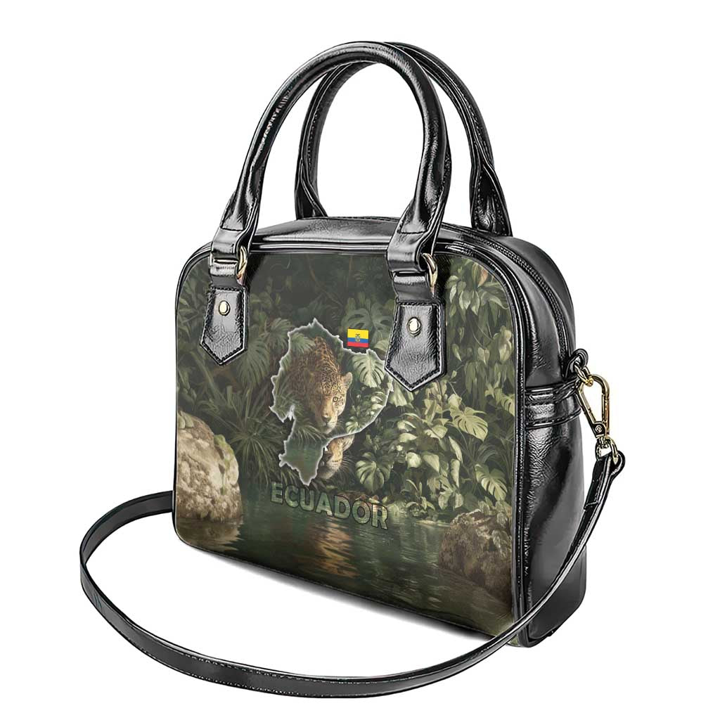 Ecuador Shoulder Handbag with Jaguar Rainforest Map Design TS04