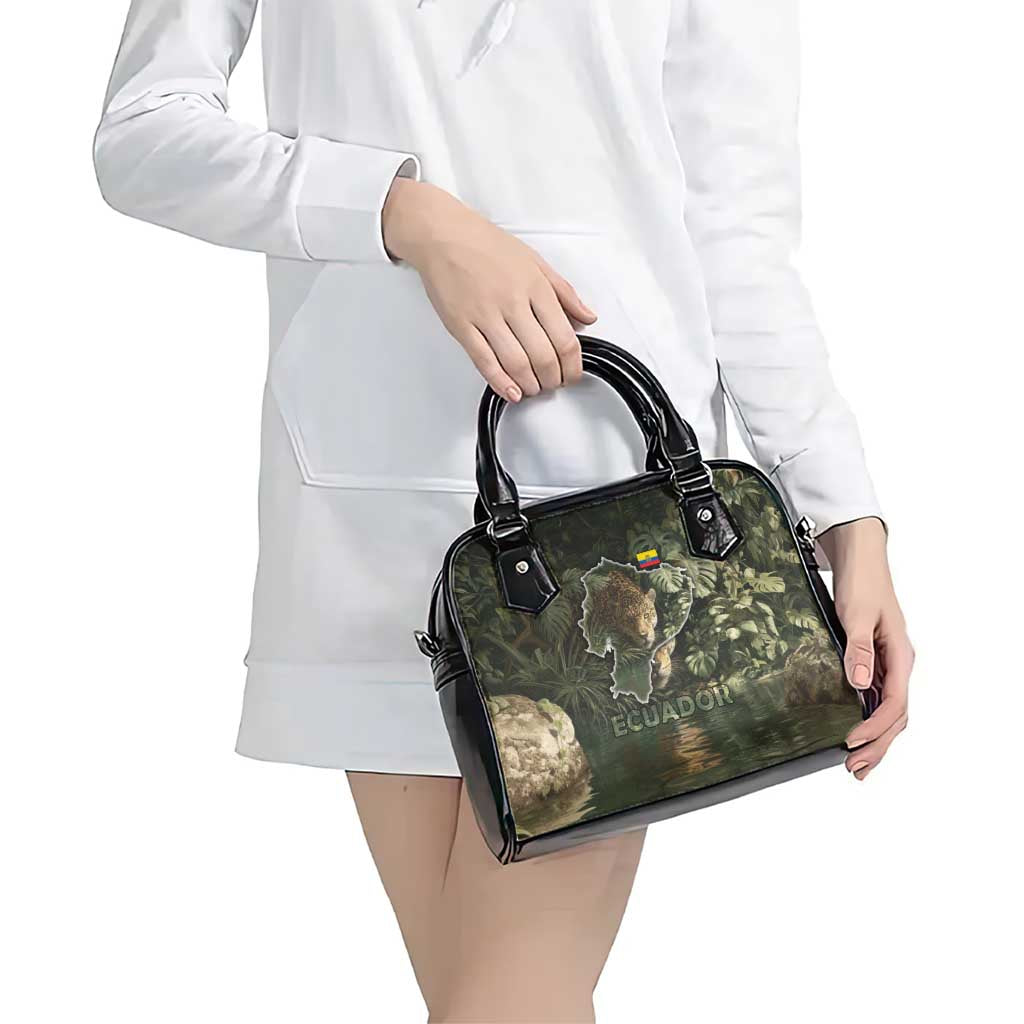 Ecuador Shoulder Handbag with Jaguar Rainforest Map Design TS04