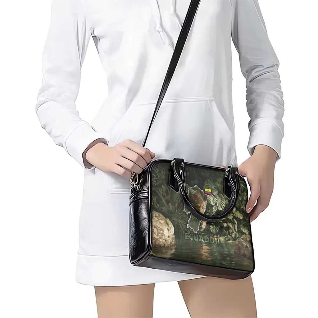 Ecuador Shoulder Handbag with Jaguar Rainforest Map Design TS04