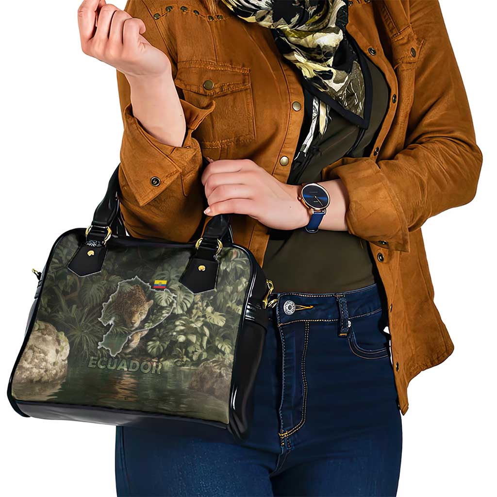 Ecuador Shoulder Handbag with Jaguar Rainforest Map Design TS04