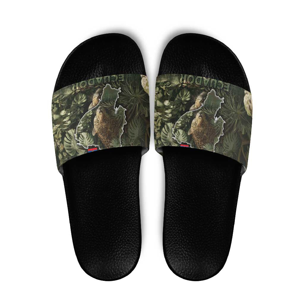 Ecuador Slide Sandals with Jaguar Rainforest Map Design TS04