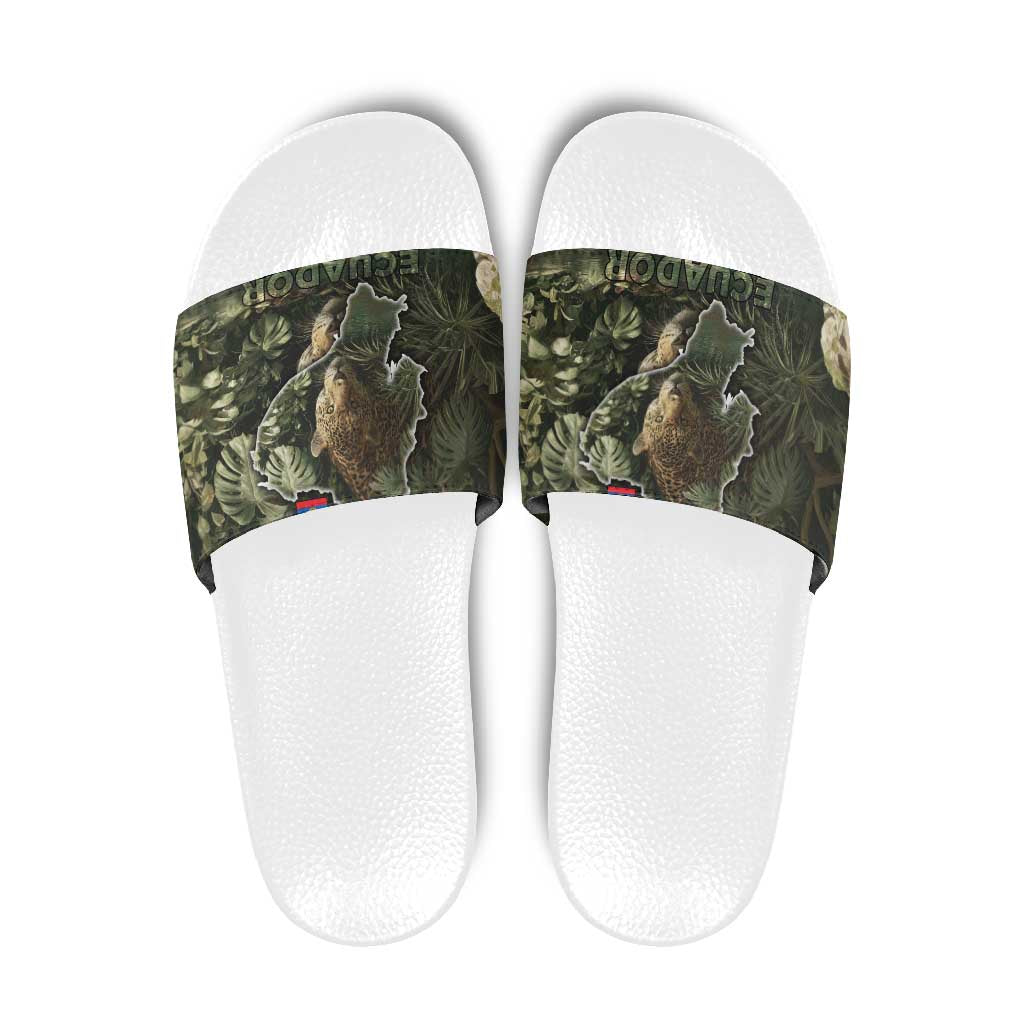 Ecuador Slide Sandals with Jaguar Rainforest Map Design TS04
