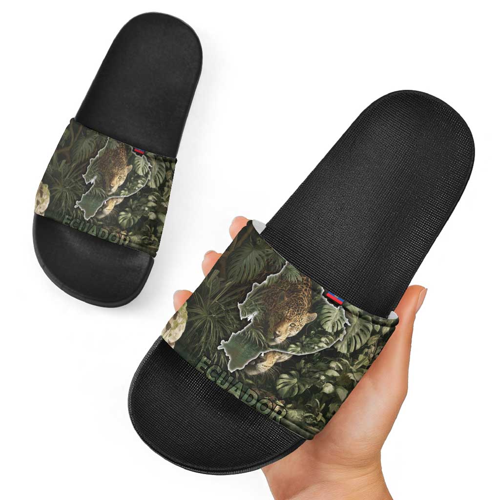 Ecuador Slide Sandals with Jaguar Rainforest Map Design TS04