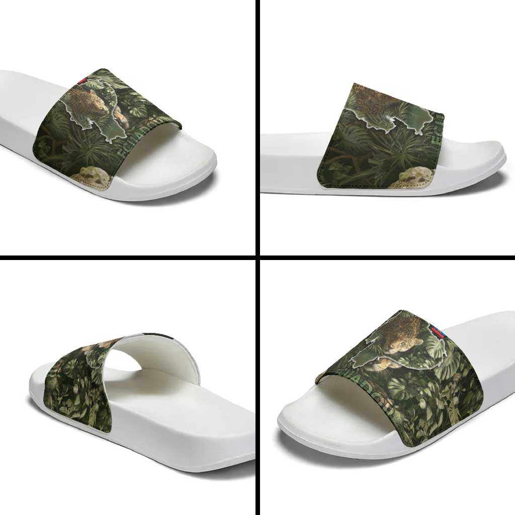 Ecuador Slide Sandals with Jaguar Rainforest Map Design TS04