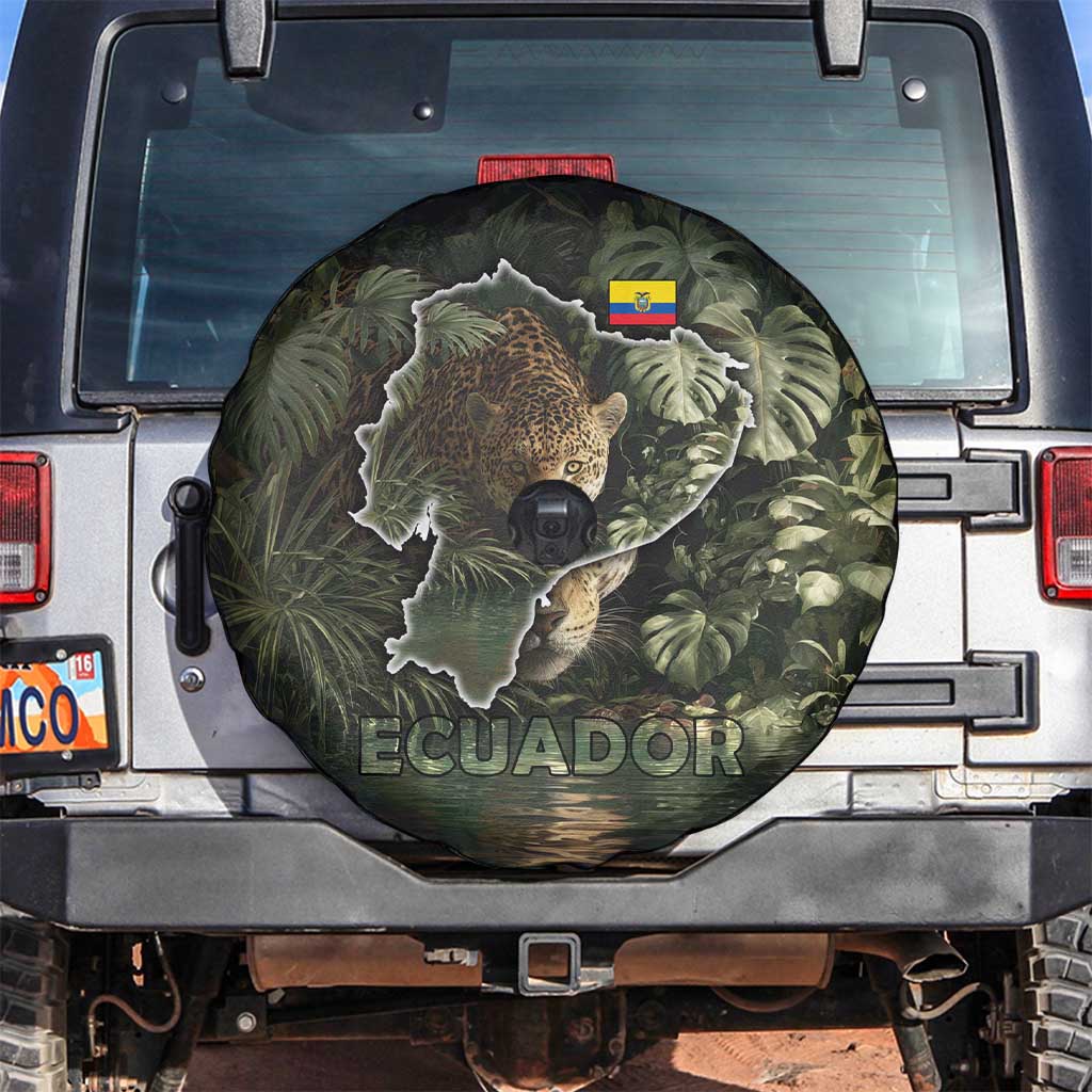 Ecuador Spare Tire Cover with Jaguar Rainforest Map Design TS04