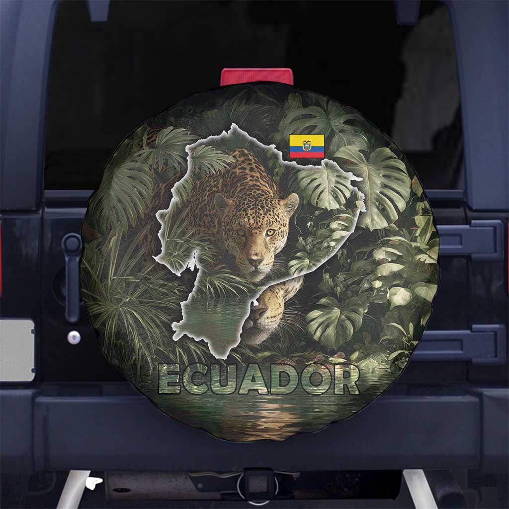 Ecuador Spare Tire Cover with Jaguar Rainforest Map Design TS04