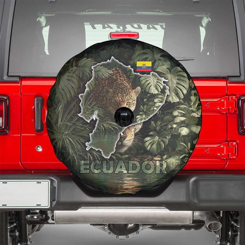 Ecuador Spare Tire Cover with Jaguar Rainforest Map Design TS04