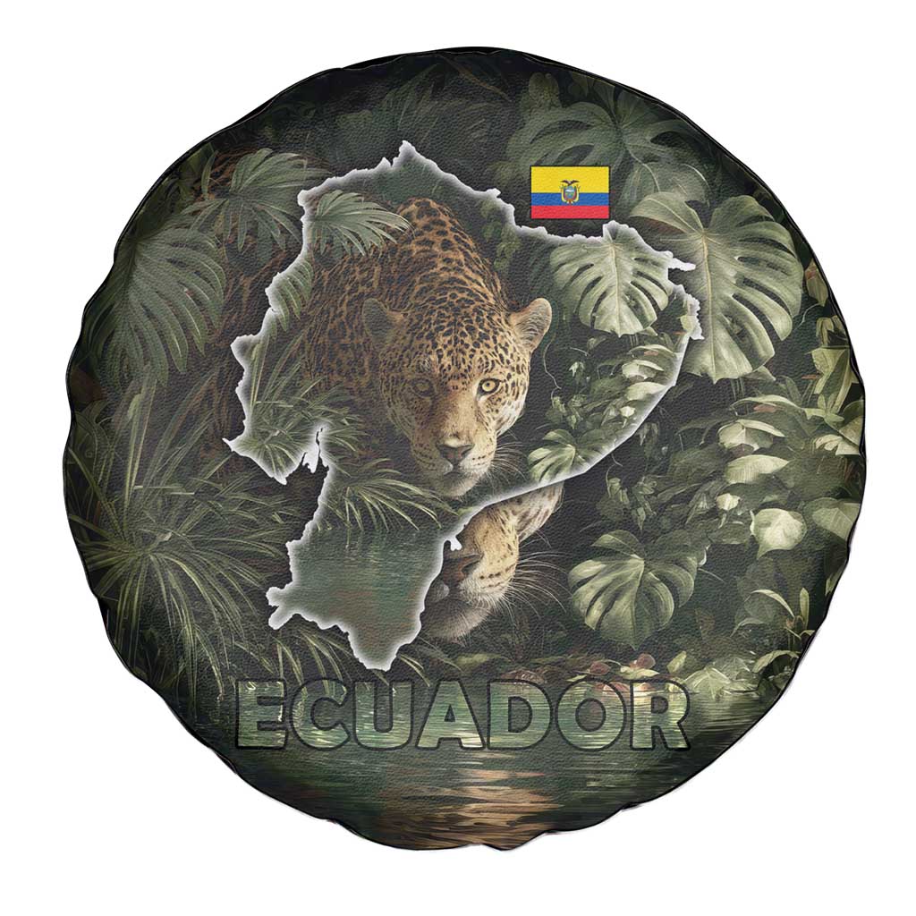 Ecuador Spare Tire Cover with Jaguar Rainforest Map Design TS04