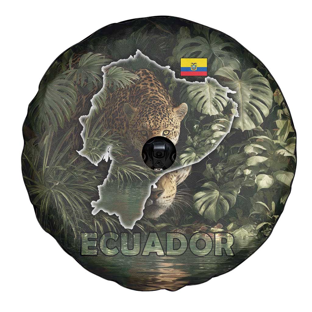 Ecuador Spare Tire Cover with Jaguar Rainforest Map Design TS04