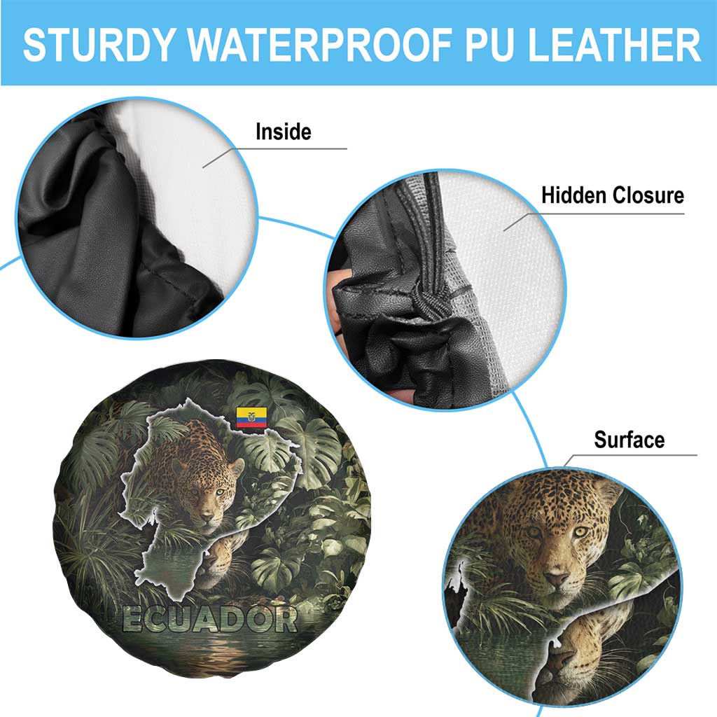 Ecuador Spare Tire Cover with Jaguar Rainforest Map Design TS04