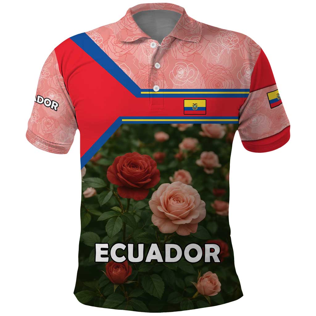 Ecuador Polo Shirt with Rose Garden and Floral Texture Design TS04