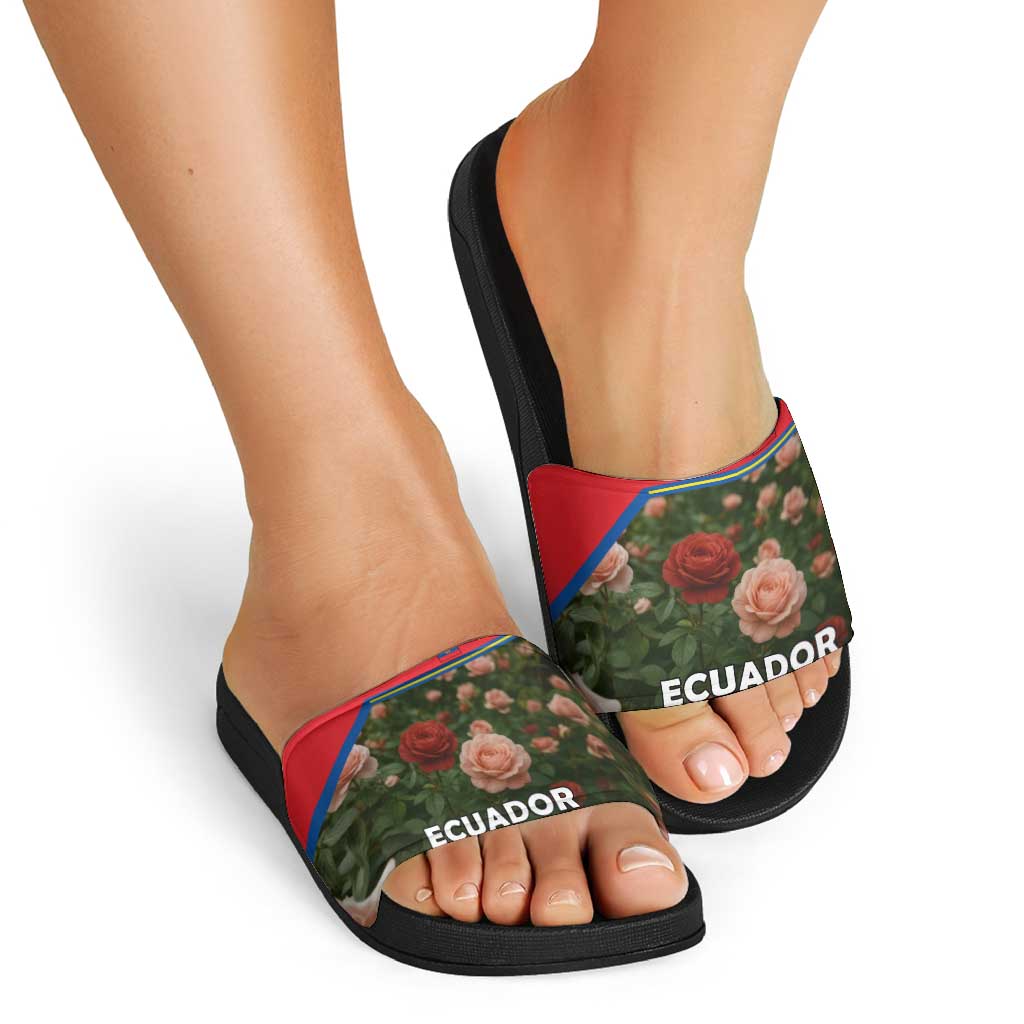 Ecuador Slide Sandals with Rose Garden and Floral Texture Design TS04