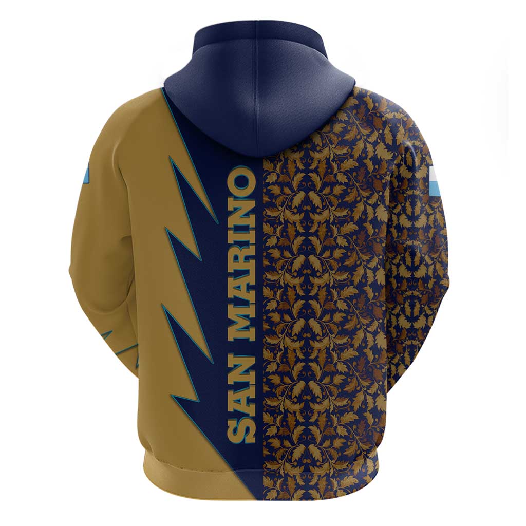 San Marino Hoodie with Baroque Floral and Lightning Stripe Design TS04