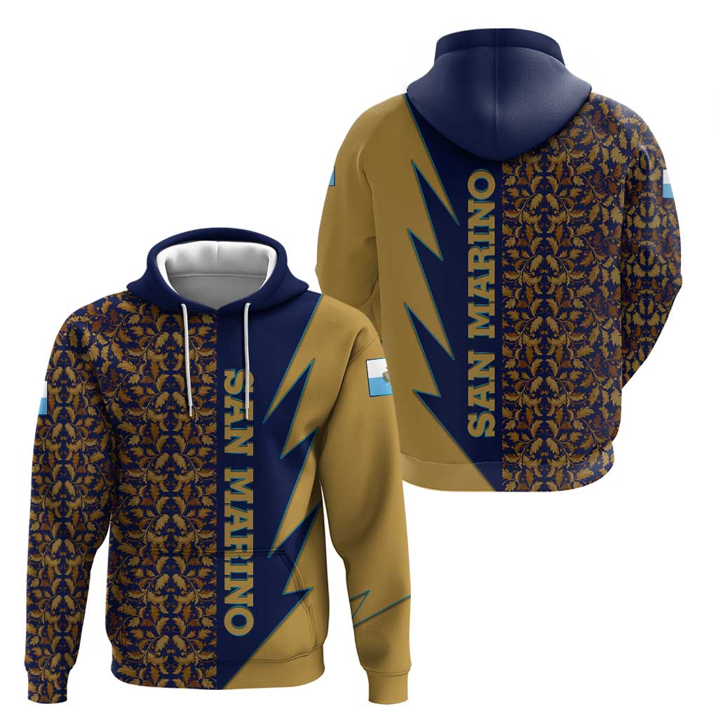 San Marino Hoodie with Baroque Floral and Lightning Stripe Design TS04