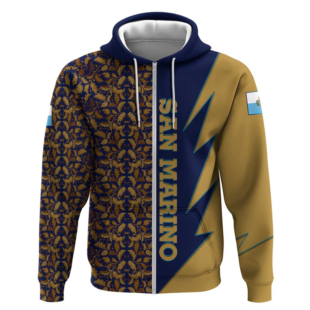 San Marino Hoodie with Baroque Floral and Lightning Stripe Design TS04